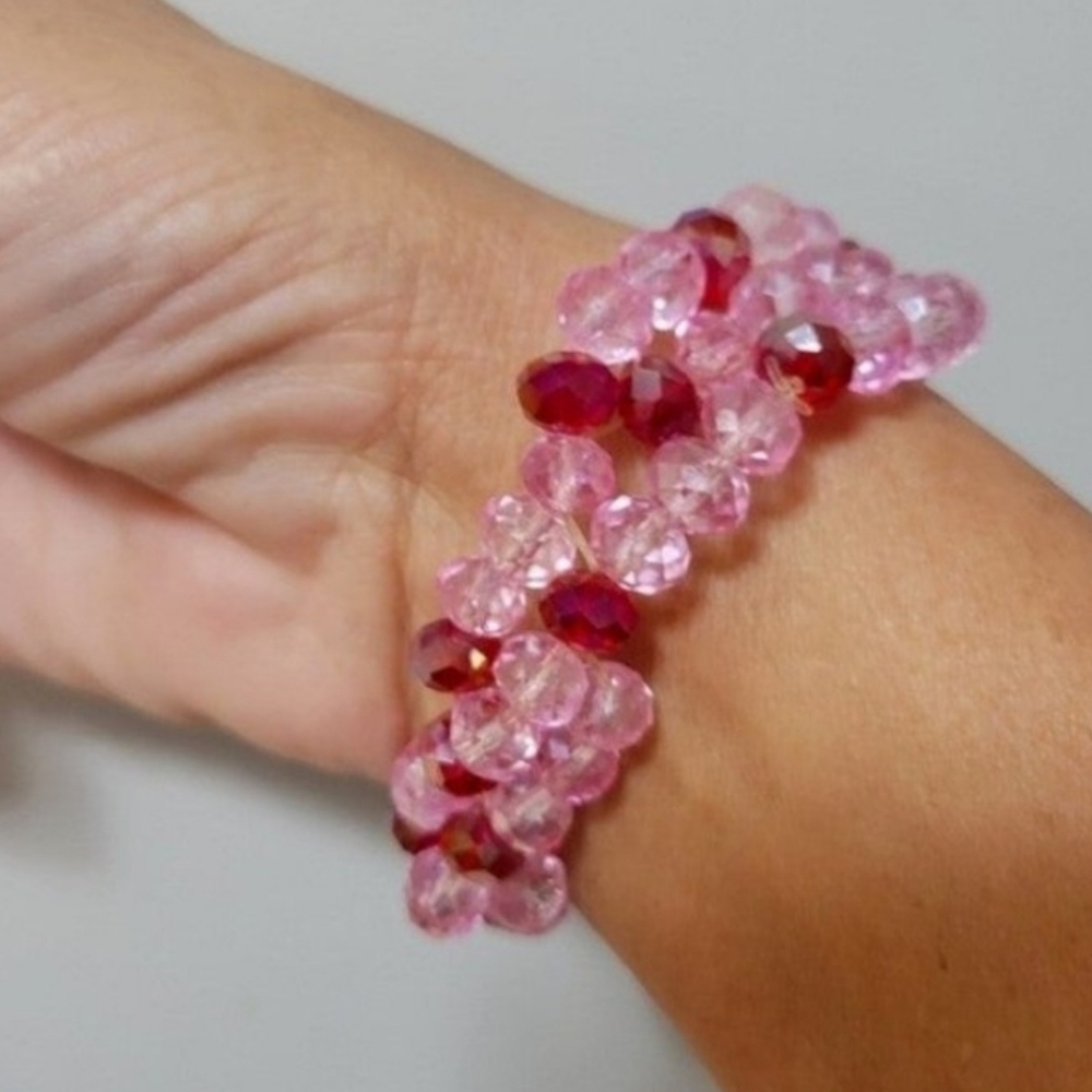 BEADED STRETCH ABSTRACT BRACELET 3 ROWS - Picture 3 of 11